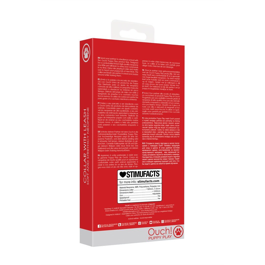 "COLEIRA EM NEOPRENO VERMELHA COM TRELA OUCH!" - Image 3