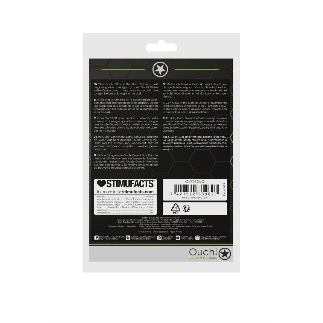 "CONJUNTO DE 3 ANÉIS PARA O PÉNIS GLOW IN THE DARK OUCH!" - Image 3