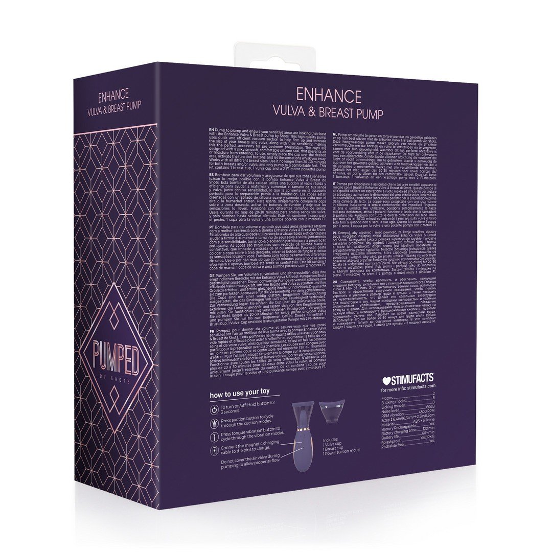 "BOMBA RECARREGÁVEL PARA VULVA E SEIOS ENHANCE ROXO PUMPED" - Image 3