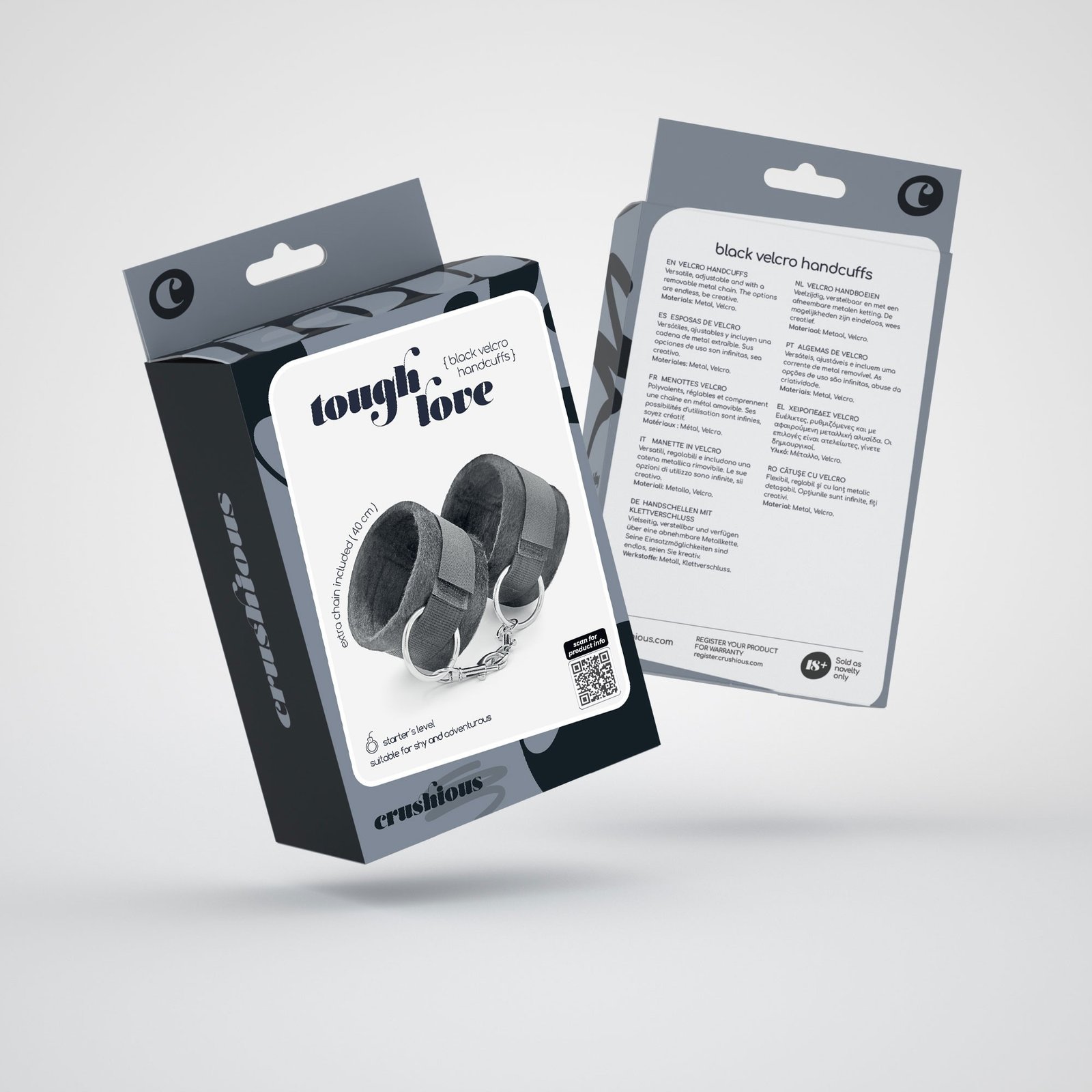 "ALGEMAS DE VELCRO TOUGH LOVE COM CORRENTE DE 40CM EXTRA CRUSHIOUS PRETAS" - Image 9
