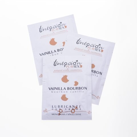 "20 MONODOSES DE LUBRIFICANTE COM SABOR A BOURBON DE BAUNILHA 5ML TENTACIÓN PLAY SEX"