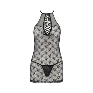 "CAMISA DE NOITE E TANGA AZALIA PRETO EROTIC LINE PASSION"