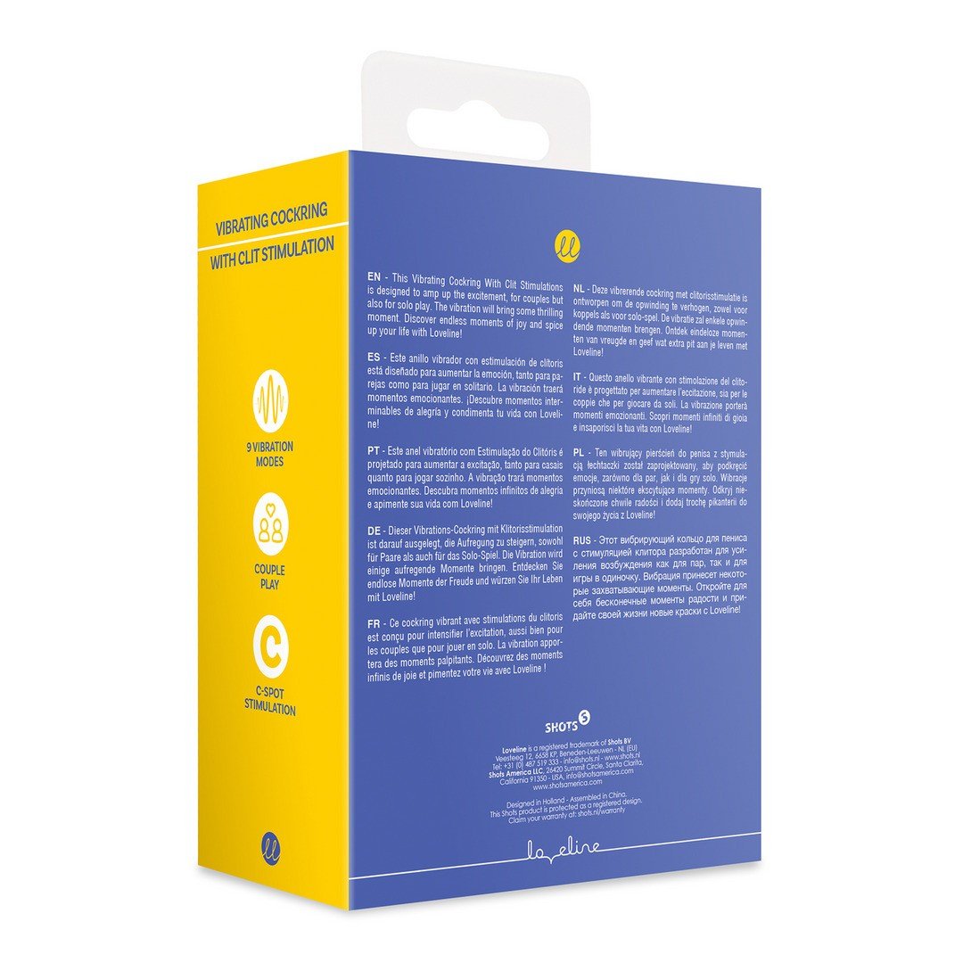 "ANEL PARA O PÉNIS COM VIBRAÇÃO E ESTIMULADOR DE CLITÓRIS AZUL LOVELINE" - Image 3