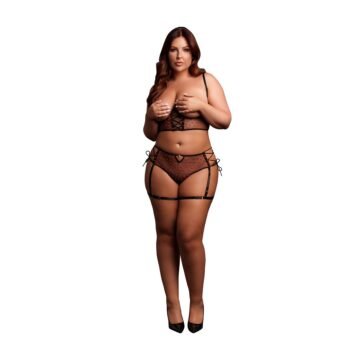 "CONJUNTO DE 2 PEÇAS COM SUTIÃ SEM COPAS PRETO TAMANHO QUEEN LE DÉSIR"
