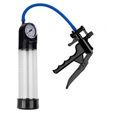 "BOMBA PARA O PÉNIS COM MEDIDOR PRESSURE TOUCH GUN TRANSPARENTE"