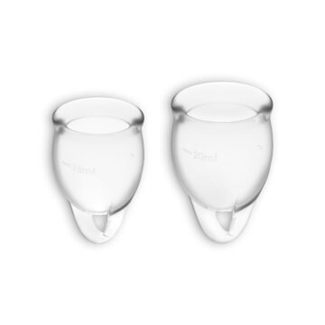 "CONJUNTO DE 2 COPOS MENSTRUAIS FEEL CONFIDENT SATISFYER TRANSPARENTE"