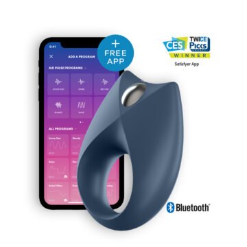 "ANEL VIBRATÓRIO COM APP E BLUETOOTH ROYAL ONE RING SATISFYER AZUL"