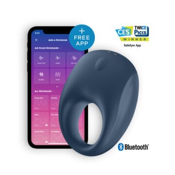 "ANEL VIBRATÓRIO COM APP E BLUETOOTH STRONG ONE RING SATISFYER AZUL"