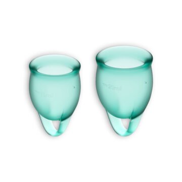 "CONJUNTO DE 2 COPOS MENSTRUAIS FEEL CONFIDENT SATISFYER VERDE ESCURO"