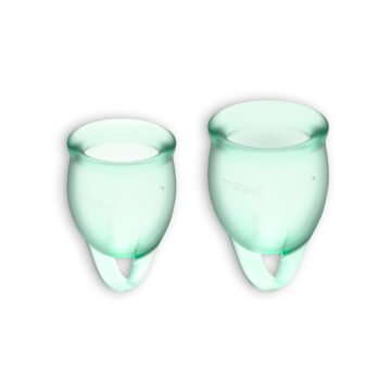 "CONJUNTO DE 2 COPOS MENSTRUAIS FEEL CONFIDENT SATISFYER VERDE CLARO"