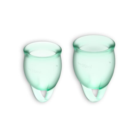 "CONJUNTO DE 2 COPOS MENSTRUAIS FEEL CONFIDENT SATISFYER VERDE CLARO"