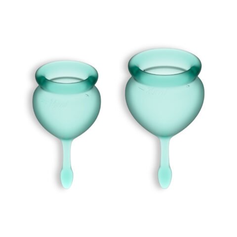 "CONJUNTO DE 2 COPOS MENSTRUAIS FEEL GOOD SATISFYER VERDE ESCURO"