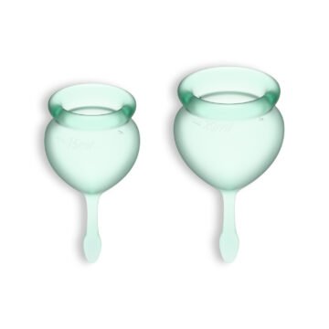 "CONJUNTO DE 2 COPOS MENSTRUAIS FEEL GOOD SATISFYER VERDE CLARO"