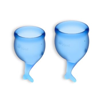 "CONJUNTO DE 2 COPOS MENSTRUAIS FEEL SECURE SATISFYER AZUL ESCURO"