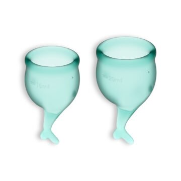 "CONJUNTO DE 2 COPOS MENSTRUAIS FEEL SECURE SATISFYER VERDE ESCURO"