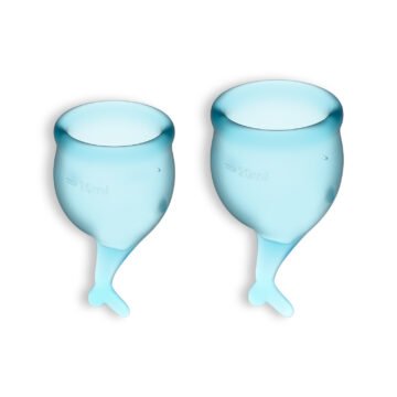 "CONJUNTO DE 2 COPOS MENSTRUAIS FEEL SECURE SATISFYER AZUL CLARO"