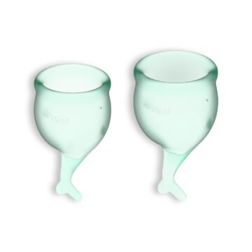 "CONJUNTO DE 2 COPOS MENSTRUAIS FEEL SECURE SATISFYER VERDE CLARO"