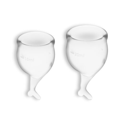 "CONJUNTO DE 2 COPOS MENSTRUAIS FEEL SECURE SATISFYER TRANSPARENTE"