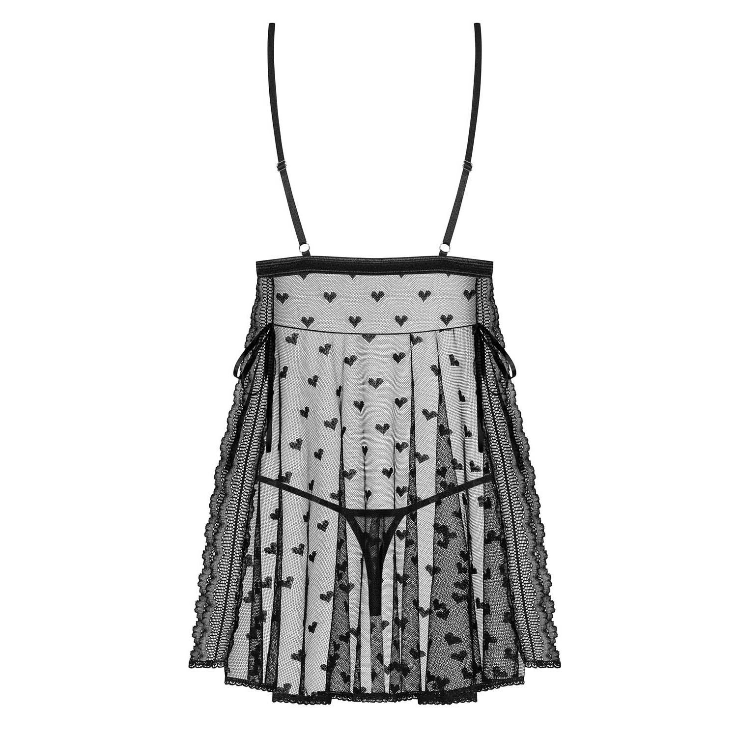 "CAMISA DE NOITE E TANGA HEARTIA OBSESSIVE PRETA" - Image 4