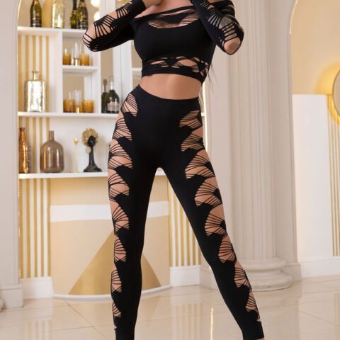 "CONJUNTO TOP E LEGGINGS CR-4436 PRETO"
