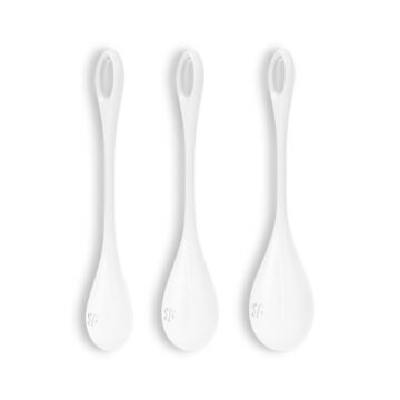 "CONJUNTO DE 3 BOLAS KEGEL YONI POWER 1 SATISFYER BRANCAS"