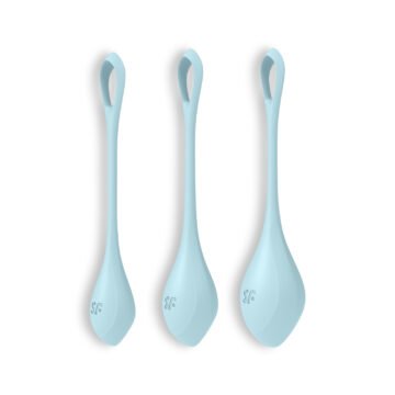 "CONJUNTO DE 3 BOLAS KEGEL YONI POWER 2 SATISFYER AZUIS"