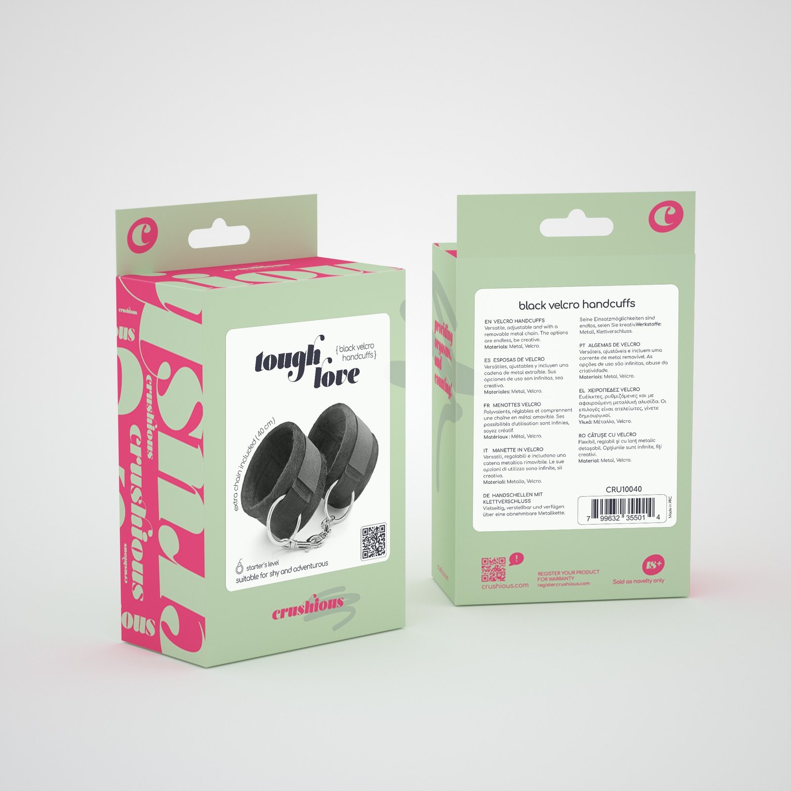 "ALGEMAS DE VELCRO TOUGH LOVE COM CORRENTE DE 40CM EXTRA CRUSHIOUS PRETAS" - Image 6