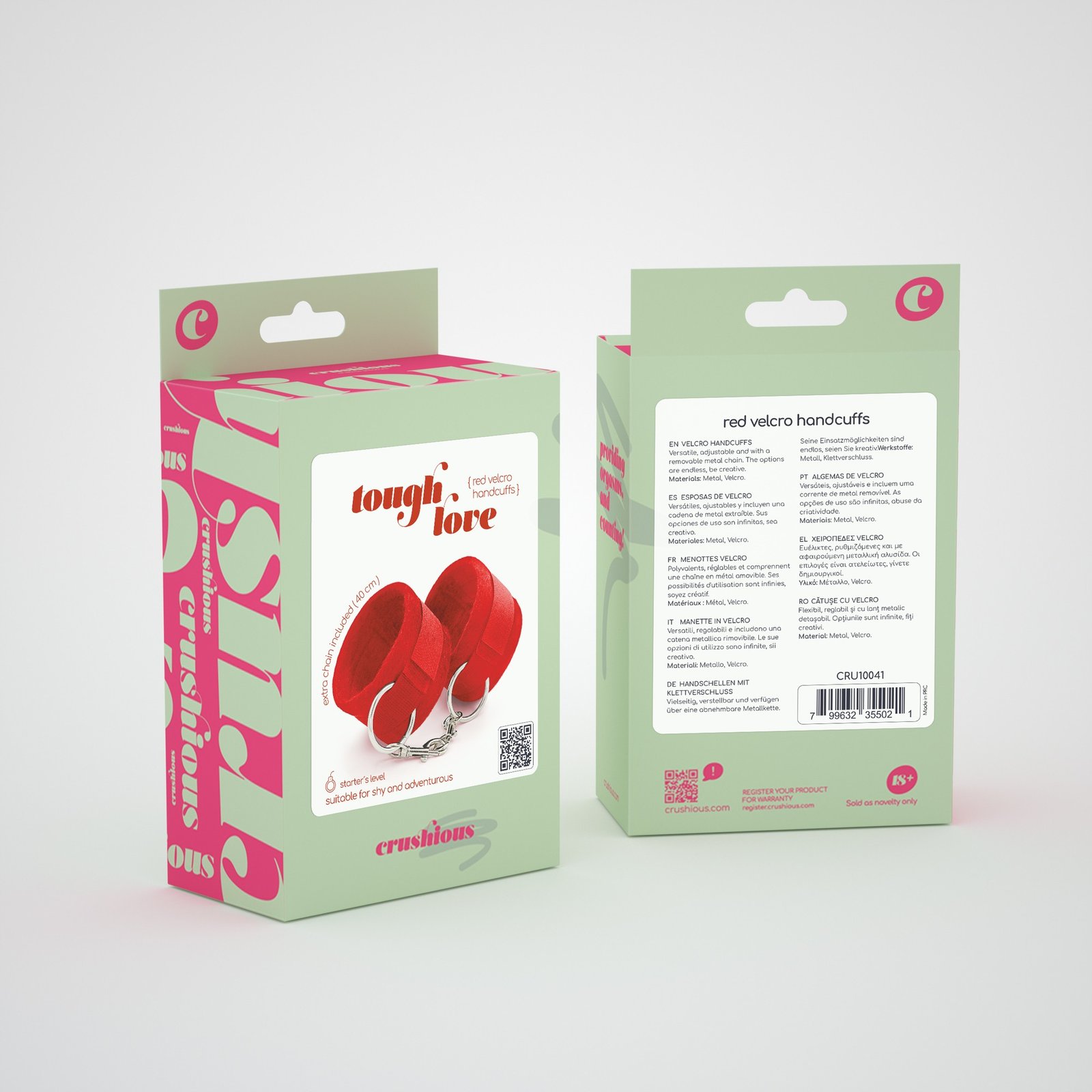 "ALGEMAS DE VELCRO TOUGH LOVE COM CORRENTE DE 40CM EXTRA CRUSHIOUS VERMELHAS" - Image 6