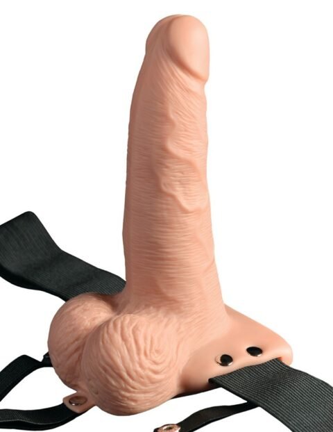 "ARNÊS COM DILDO OCO RECARREGÁVEL 6' HOLLOW RECHARGEABLE STRAP-ON COM COMANDO FETISH FANTASY SERIES"