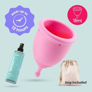 "COPO MENSTRUAL MINERVA XS COM BOLSA E LIMPADOR DE BRINQUEDOS 150 ML CRUSHIOUS"