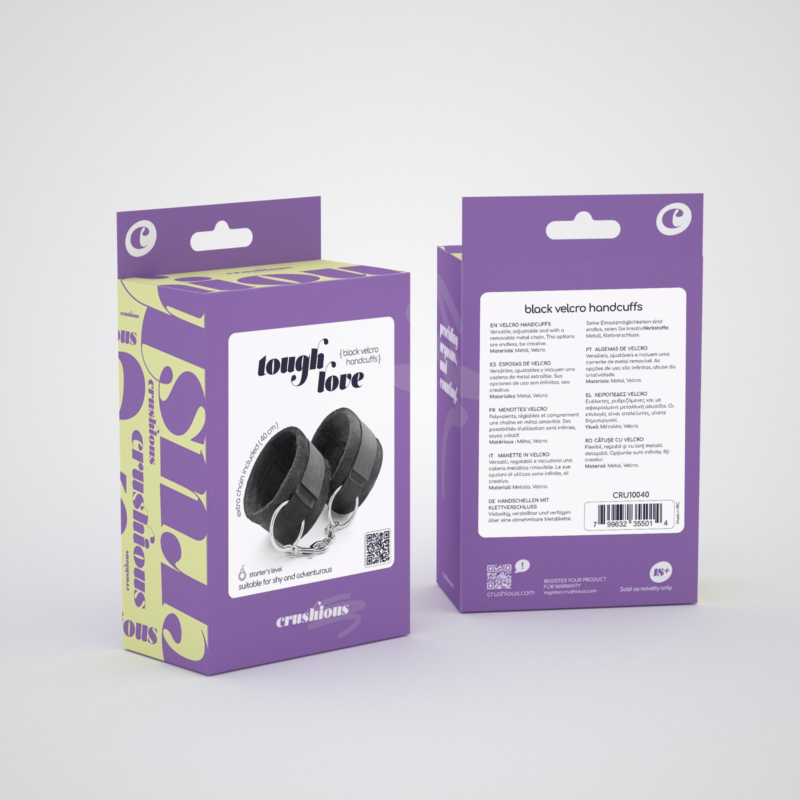 "ALGEMAS DE VELCRO TOUGH LOVE COM CORRENTE DE 40CM EXTRA CRUSHIOUS PRETAS" - Image 7