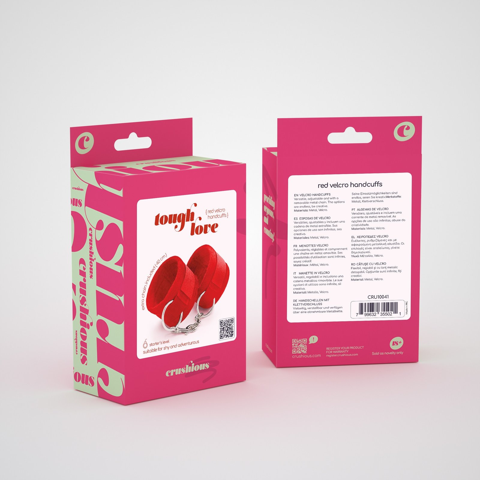 "ALGEMAS DE VELCRO TOUGH LOVE COM CORRENTE DE 40CM EXTRA CRUSHIOUS VERMELHAS" - Image 7