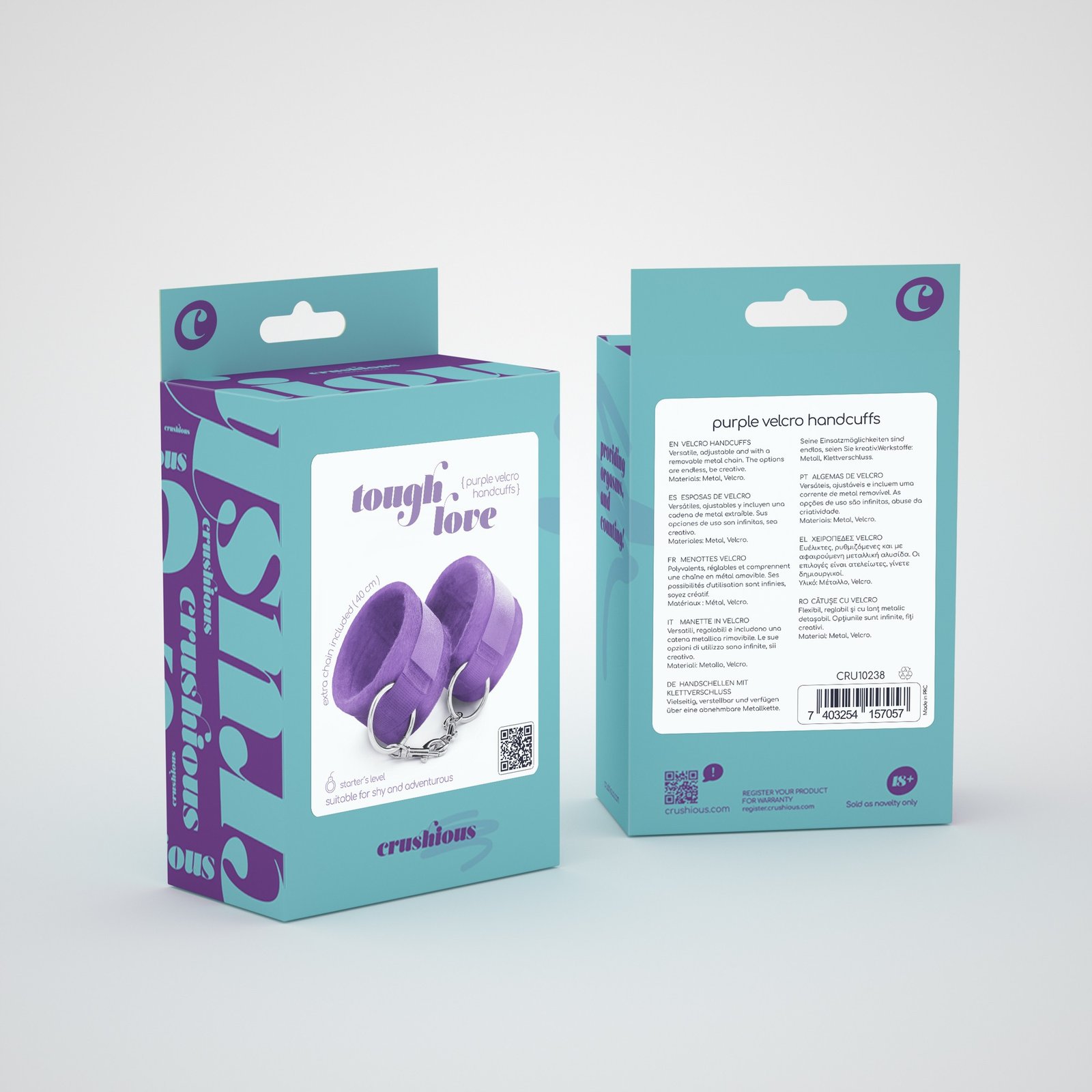 "ALGEMAS DE VELCRO TOUGH LOVE COM CORRENTE DE 40CM EXTRA CRUSHIOUS ROXO" - Image 6