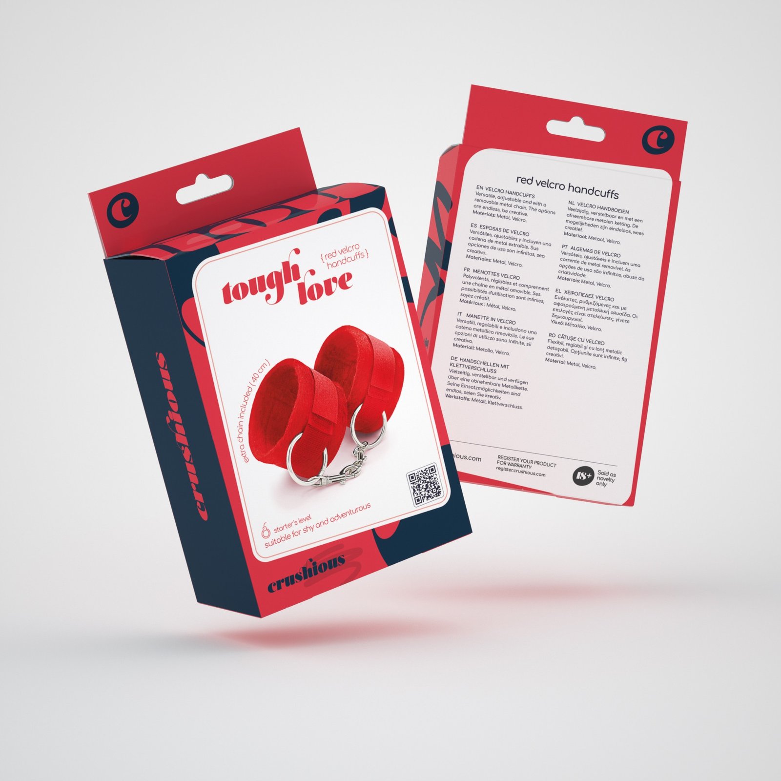 "ALGEMAS DE VELCRO TOUGH LOVE COM CORRENTE DE 40CM EXTRA CRUSHIOUS VERMELHAS" - Image 8