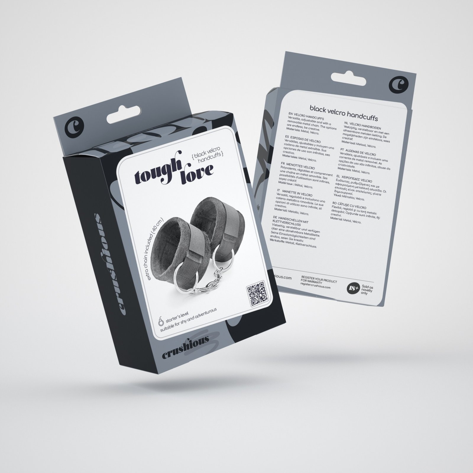 "ALGEMAS DE VELCRO TOUGH LOVE COM CORRENTE DE 40CM EXTRA CRUSHIOUS PRETAS" - Image 8