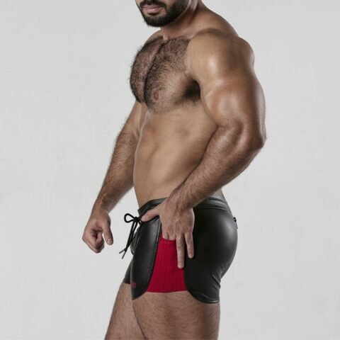 "CALÇÃO PERNEIRA 2 WAY ZIPPER CONTRAST SHORT VERMELHO LOCKER GEAR"